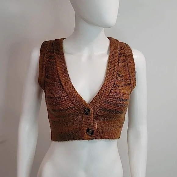 For Love & Lemons Helena Crop Sweater Vest in Orange - Picture 2 of 12